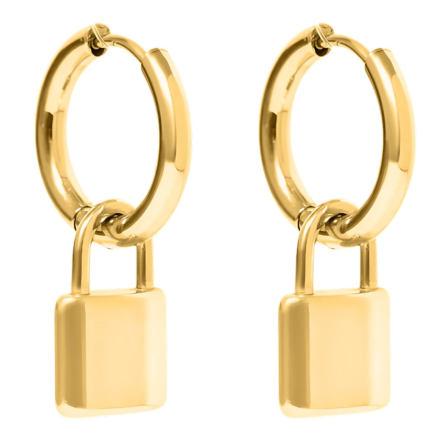 PadlockDangleHoopEarringsforWomenGoldorSilverStainlessSteelGingerLyneCollection_Gold-1