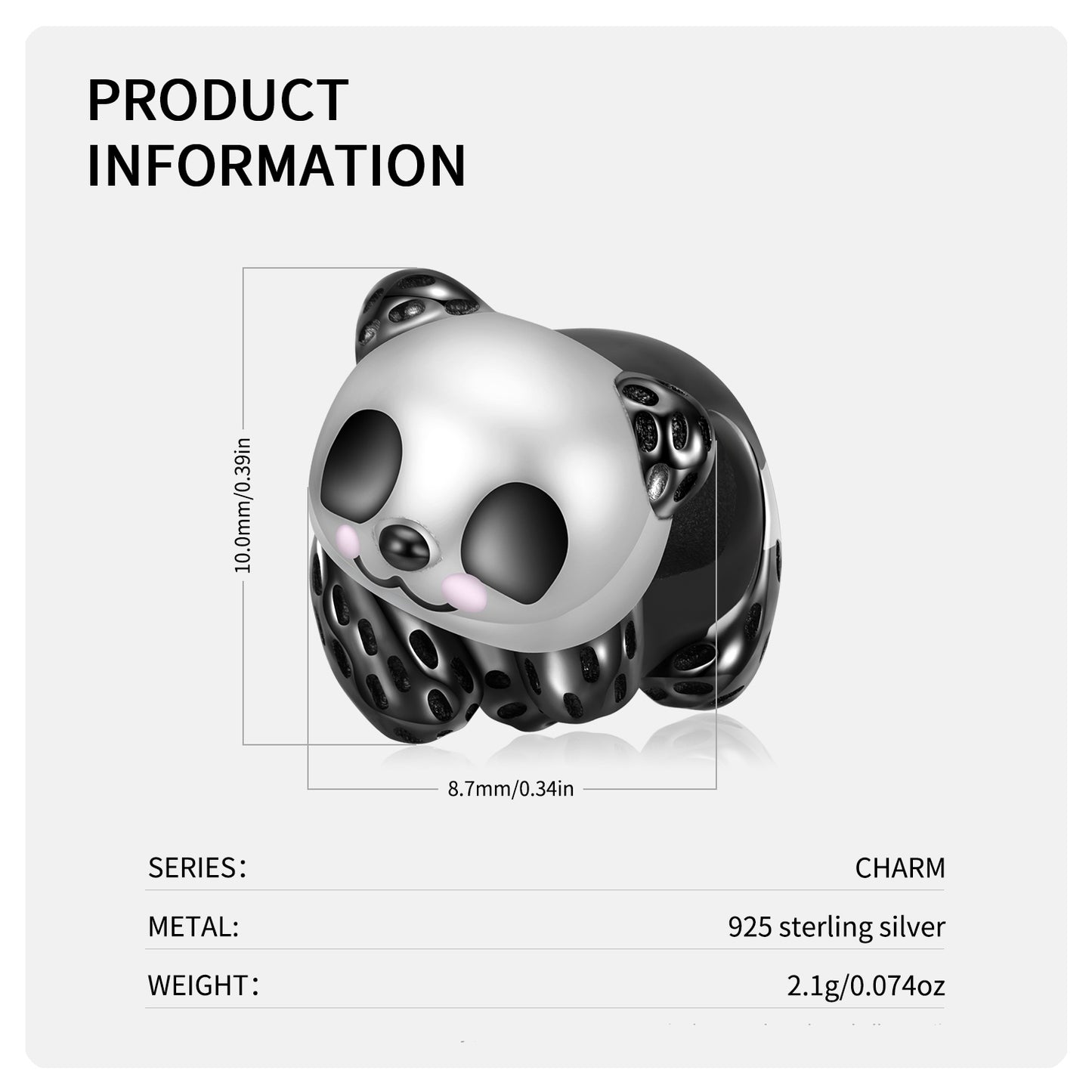 PandaBearCharmEuropeanBeadBlackSterlingSilverGingerLyneCollection_Silver-2