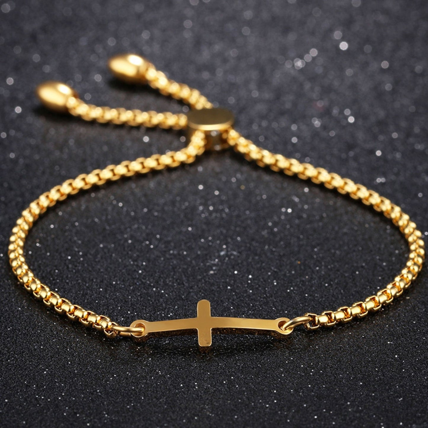 ReligiousCrossBraceletbyGingerLyneAdjustableStainlessSteelChainSilverorGoldFinish_Gold-3