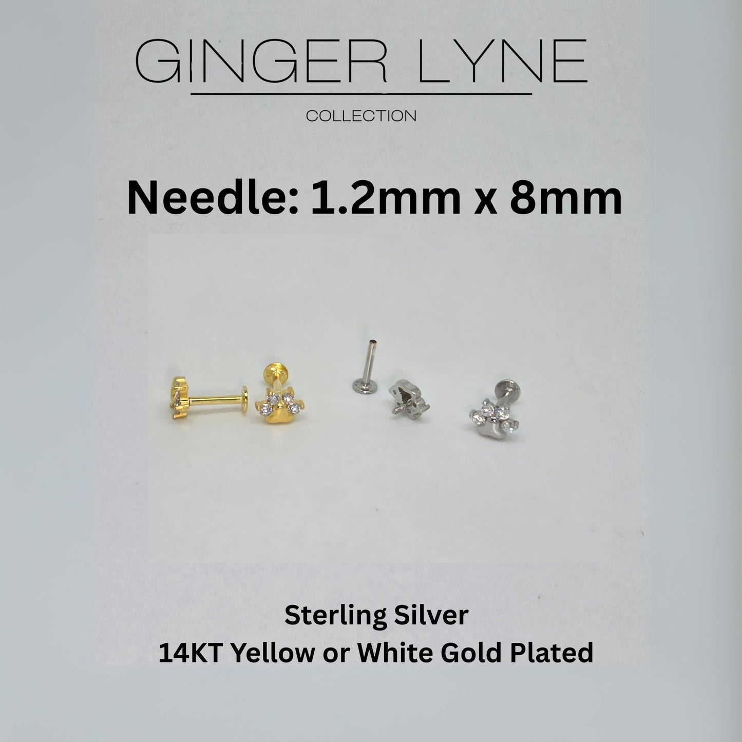 PawPrintFlatBackEarringsforWomenSterlingSilverCartilageHelixLobeBodyPiercingStudsGingerLyne_Gold-2