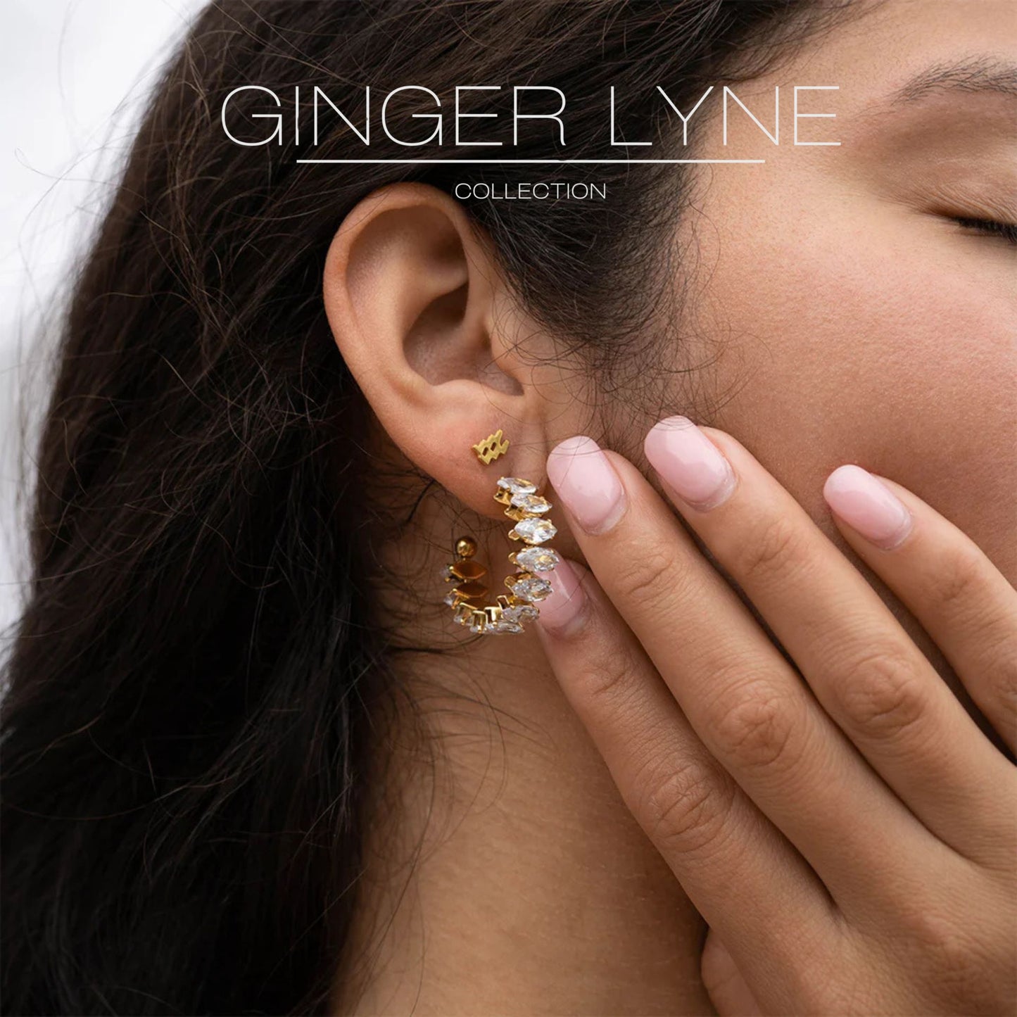 MarquiseHoopEarringsforWomenCZGoldoverSilverStainlessSteelGingerLyneCollection_Gold-5