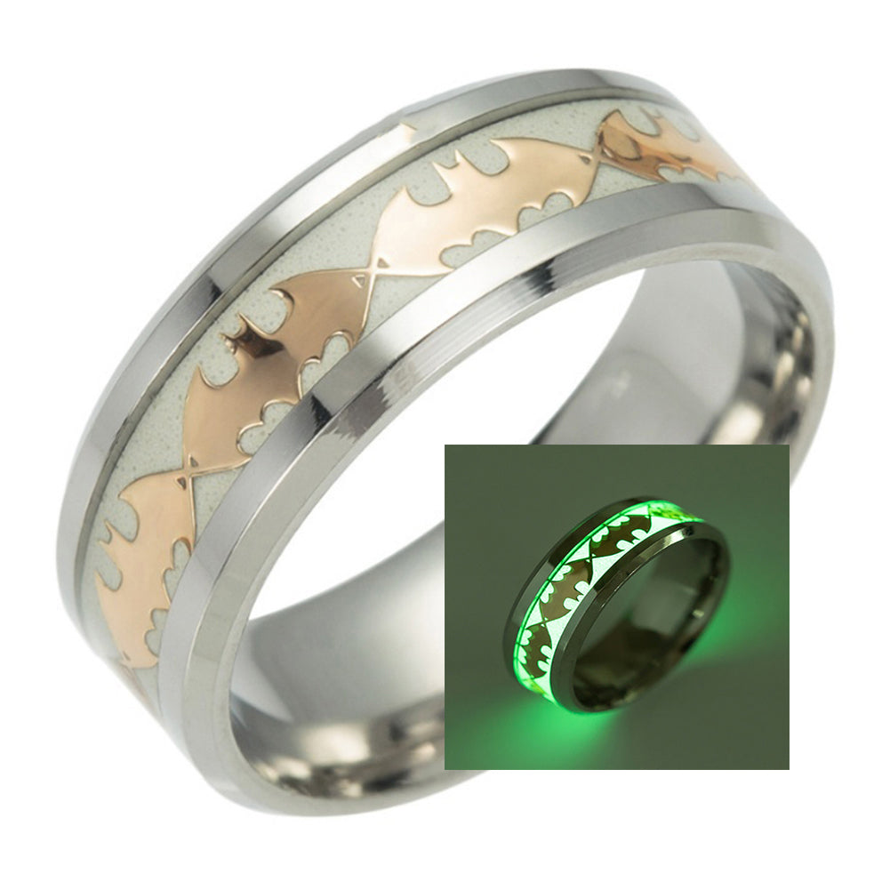GlowintheDarkBatsSteelWeddingBandRingMenWomenGingerLyneCollection_Gold/Inlay-2