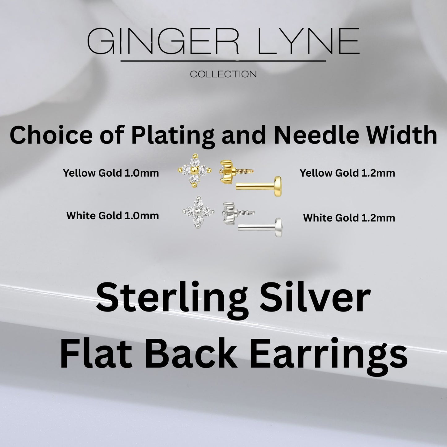 CubicZirconiaFlatBackStudEarringsbyGingerLyneGoldSterlingSilver5ACZBodyJewelry-1.0_Gold-3