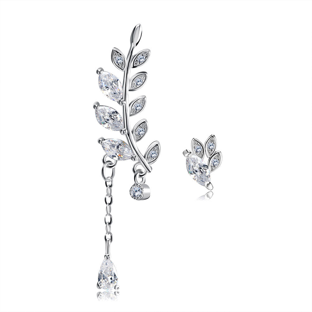 LeafCurvedDangleStudEarringsforWomenClearCubicZirconiaGingerLyneCollection_Clear-1