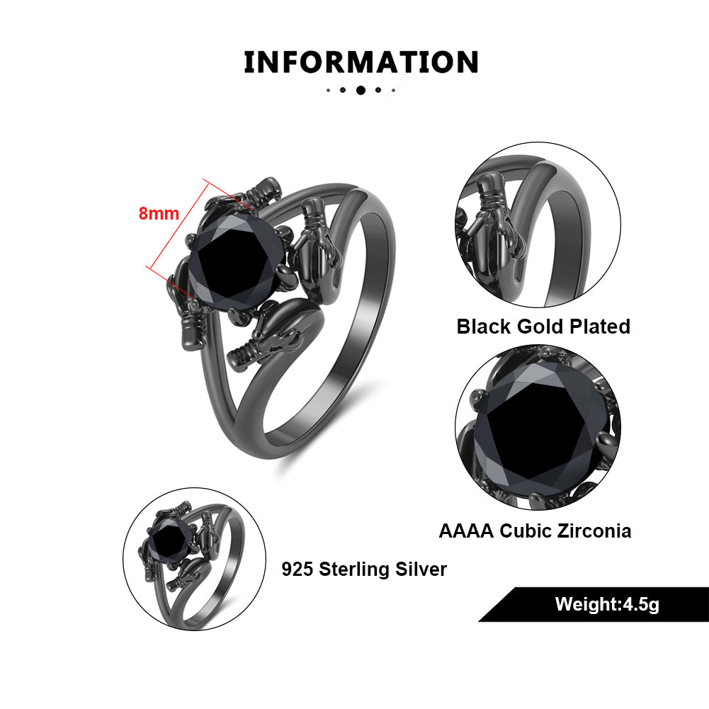 DragonRingforWomenSolitaireCzBlackGothicEngagementRingGingerLyneCollection_Black-4