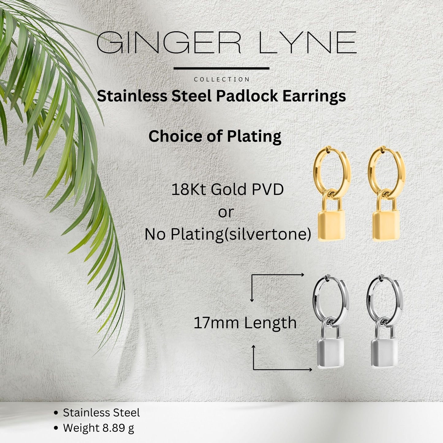 PadlockDangleHoopEarringsforWomenGoldorSilverStainlessSteelGingerLyneCollection_Gold-5