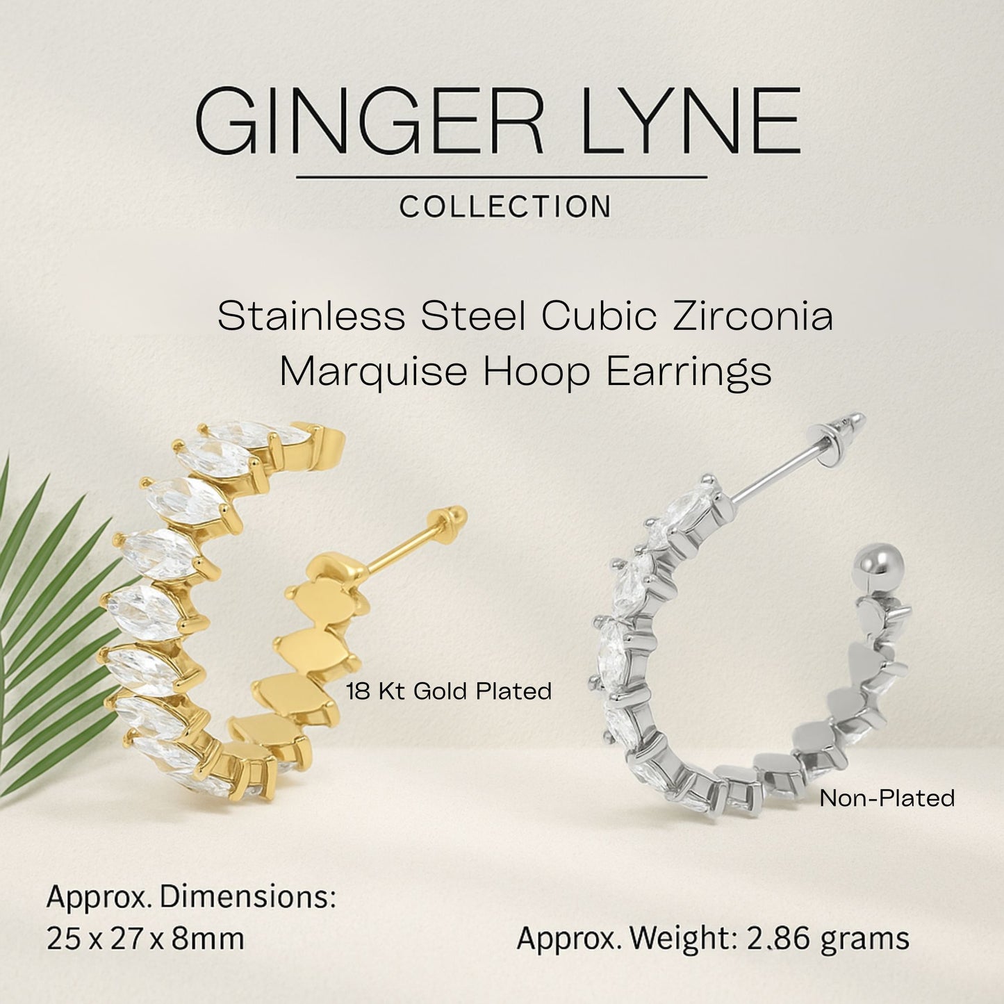 MarquiseHoopEarringsforWomenCZGoldoverSilverStainlessSteelGingerLyneCollection_Gold-4
