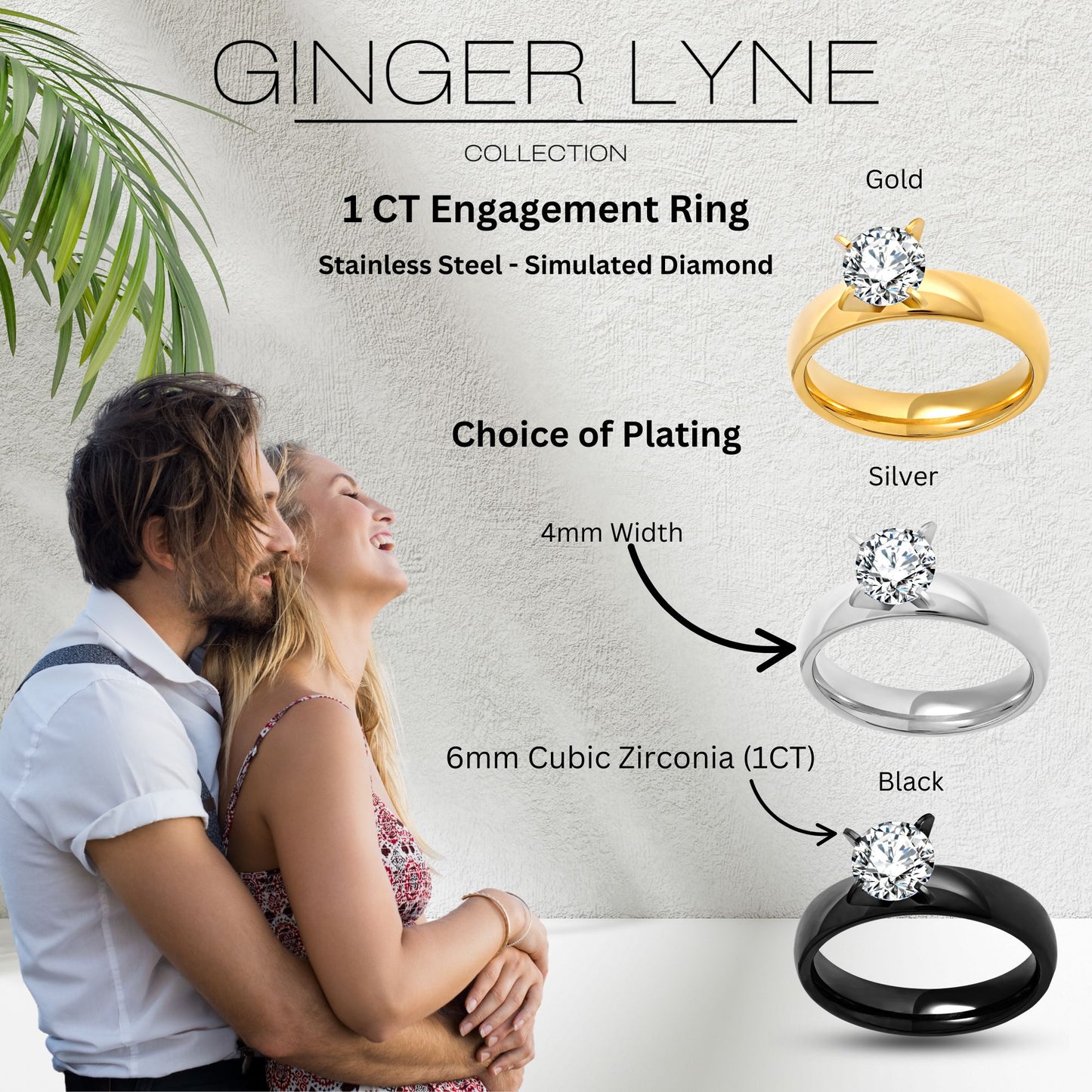 4mmBlackStainlessSteelWomenEngagementRingGingerLyneCollection_Black-4