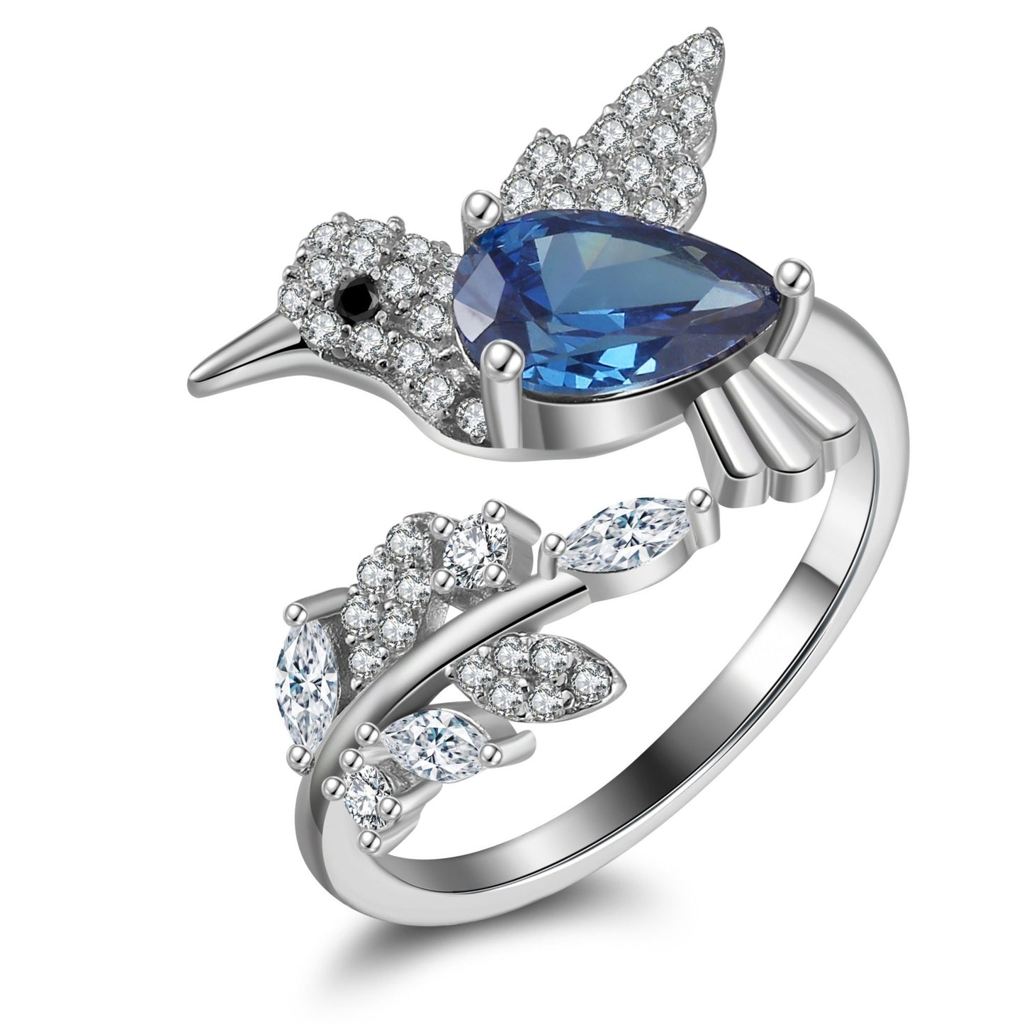HummingbirdStatementRingBirdBlueCzWomensGingerLyneCollection_Blue-1