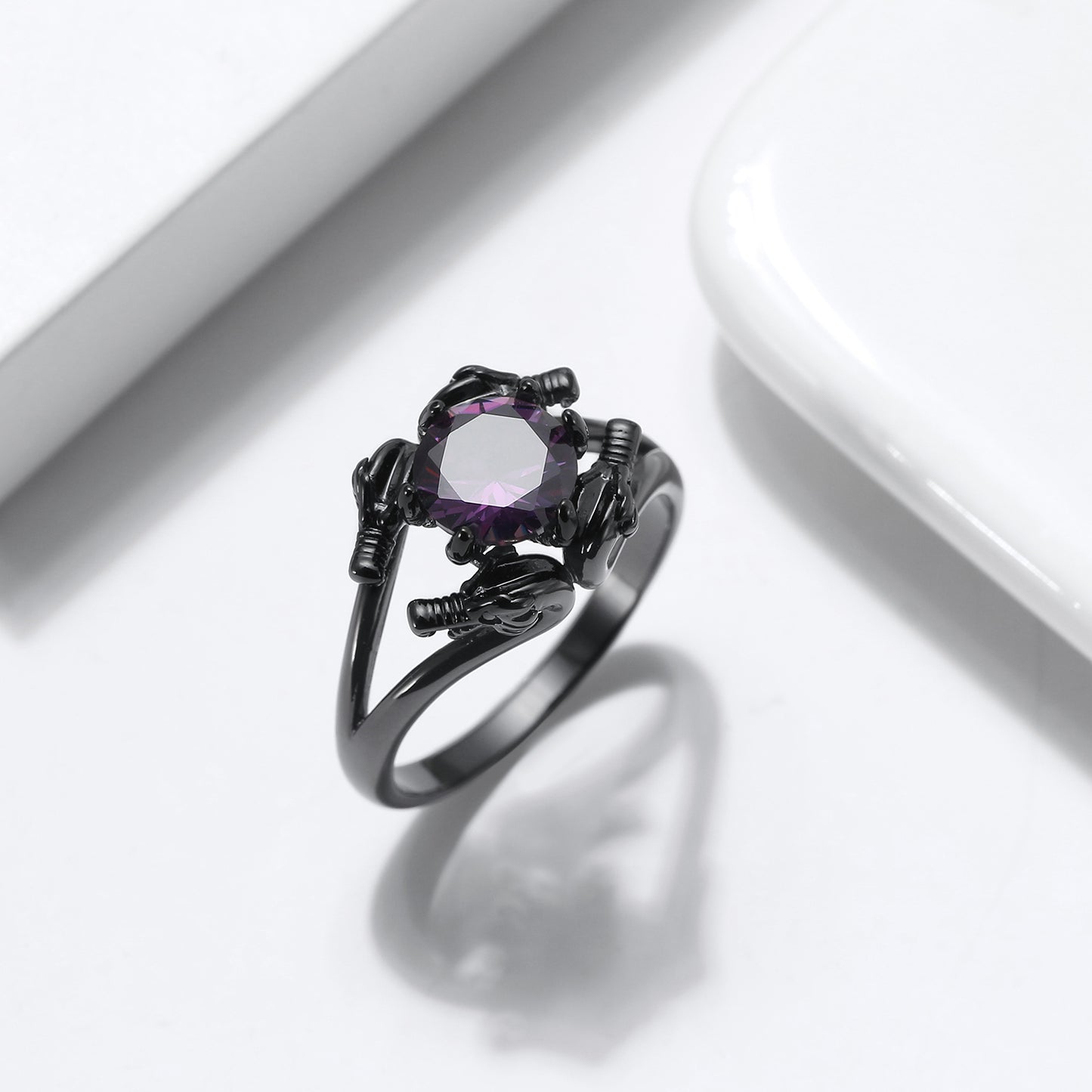 DragonRingforWomenSolitaireCzBlackGothicEngagementRingGingerLyneCollection_Purple-3