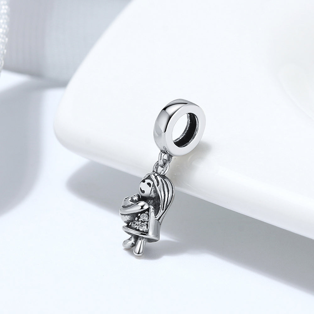 LittleGirlCharmforWomenBraceletOxidizedCubicZirconiaSterlingSilverGingerLyneCollection_Silver-2