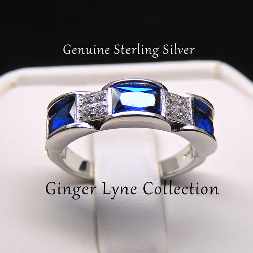 RaynaAnniversaryBandRingBlueCzSterlingSilverWomensGingerLyneCollectionSize6_Blue-5