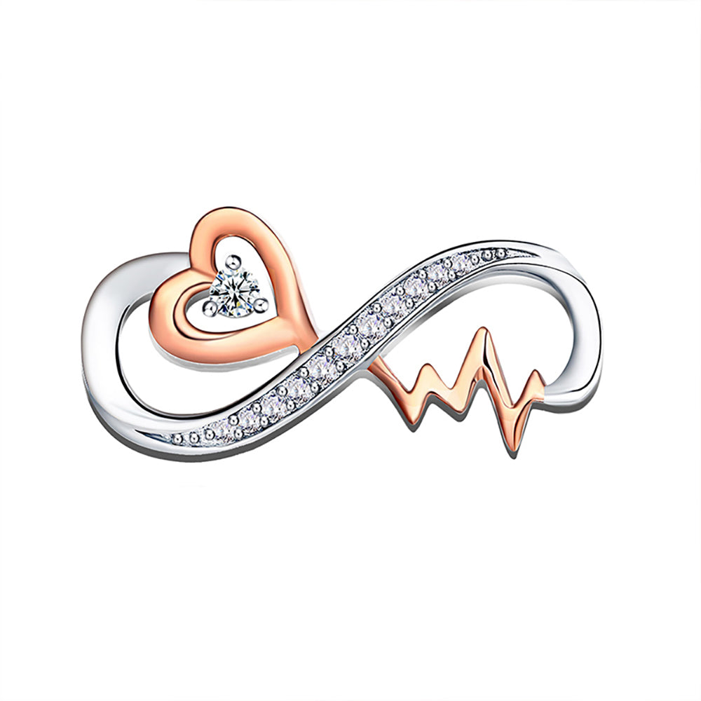 InfinityHeartbeatCharmEuropeanBeadSterlingSilverClearCZGingerLyneCollection_Rose-1