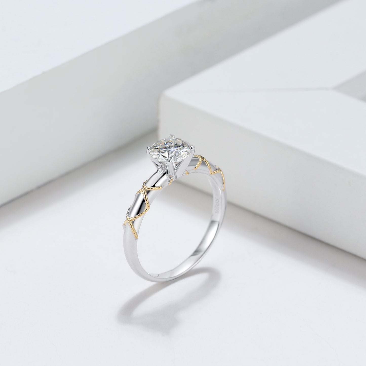 AmoreMiaEngagementRingWomen1CtMoissaniteSterlingSilverGingerLyneCollection_GoldTrim-2