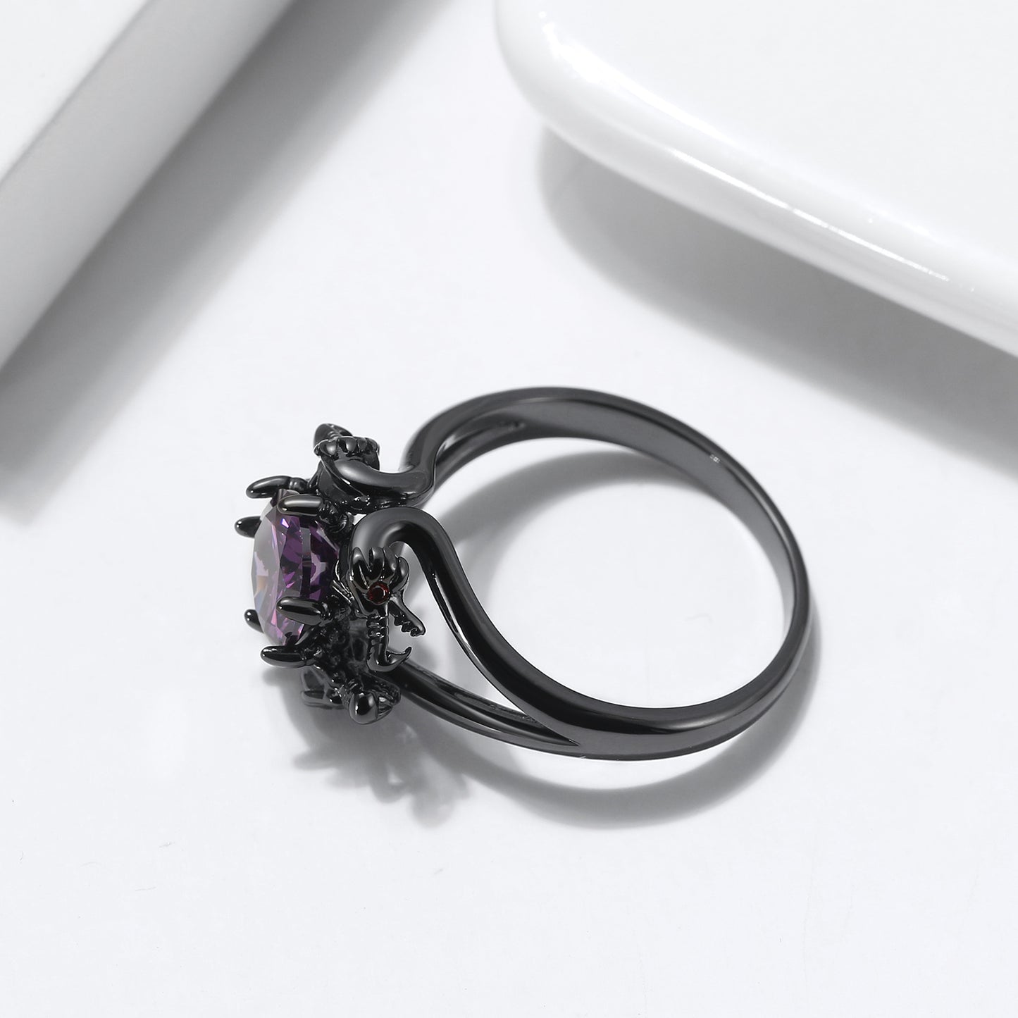 DragonRingforWomenSolitaireCzBlackGothicEngagementRingGingerLyneCollection_Purple-5
