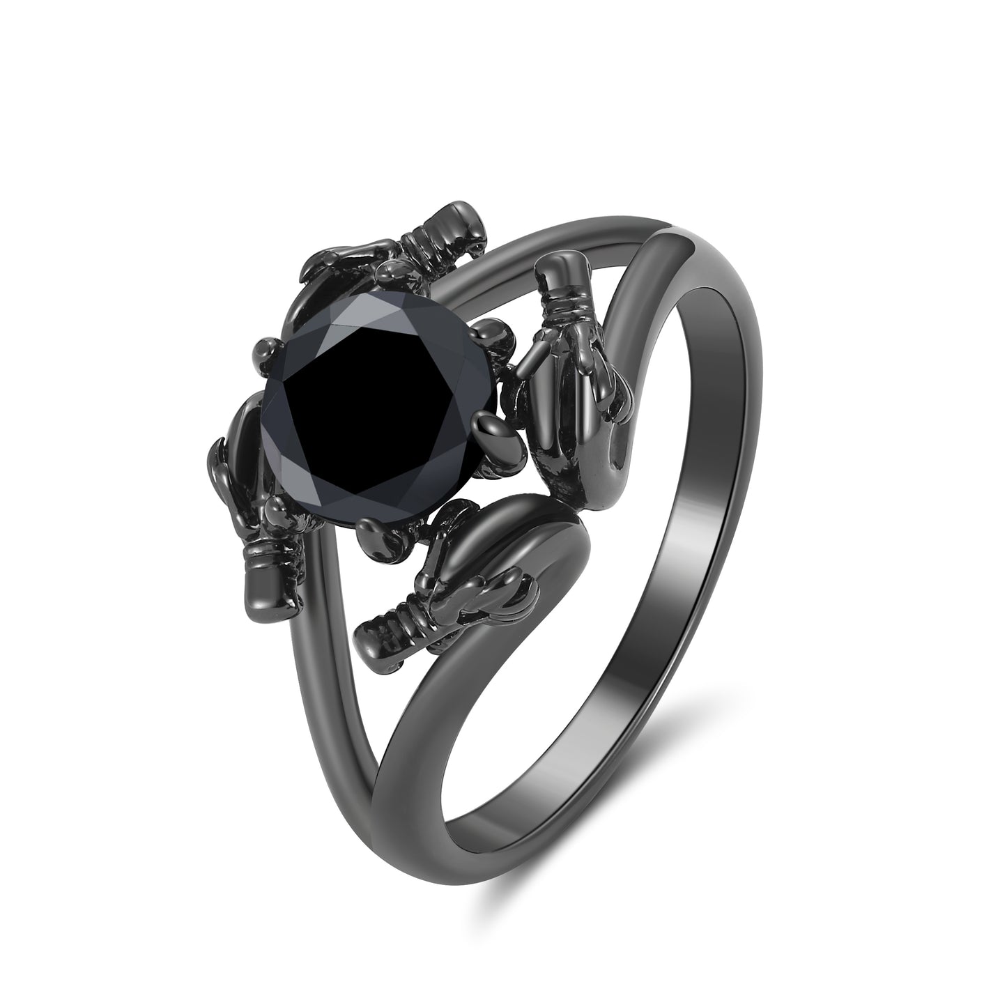 DragonRingforWomenSolitaireCzBlackGothicEngagementRingGingerLyneCollection_Black-2