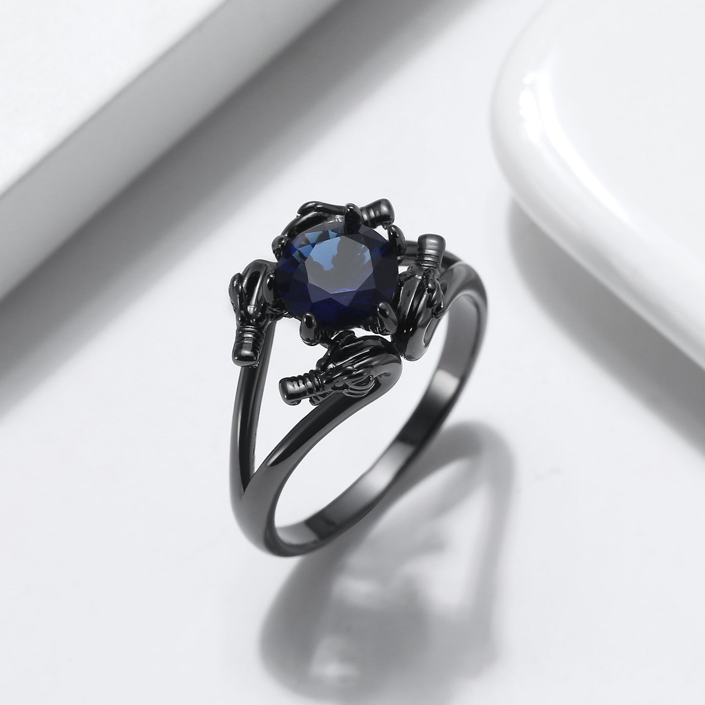 DragonRingforWomenSolitaireCzBlackGothicEngagementRingGingerLyneCollection_Blue-3