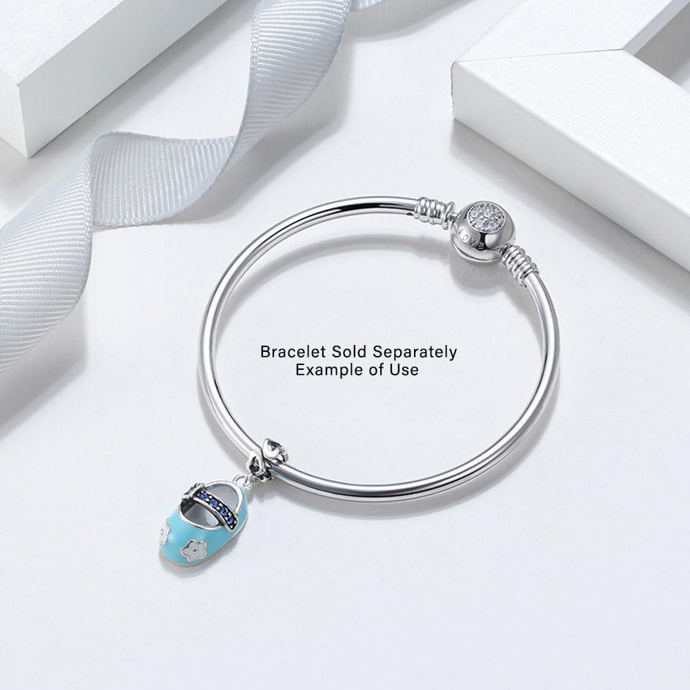 BabyShoeCharmEuropeanStyleBlueorPinkSterlingSilverCZGingerLyneCollection_CharmsBootieBlue-3