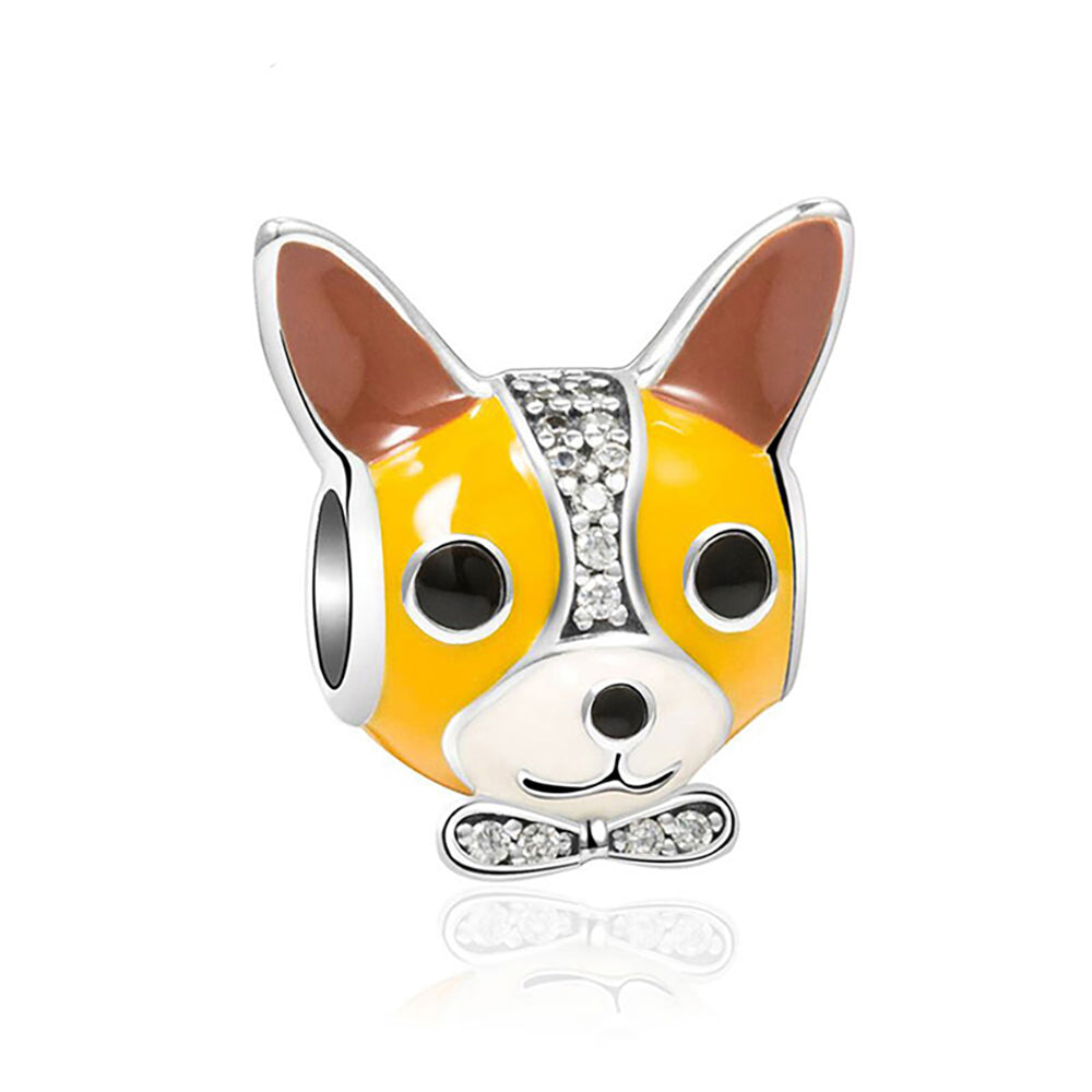 DogPuppyCharmEuropeanBeadEnamelSterlingSilverGingerLyneCollection_Silver-1