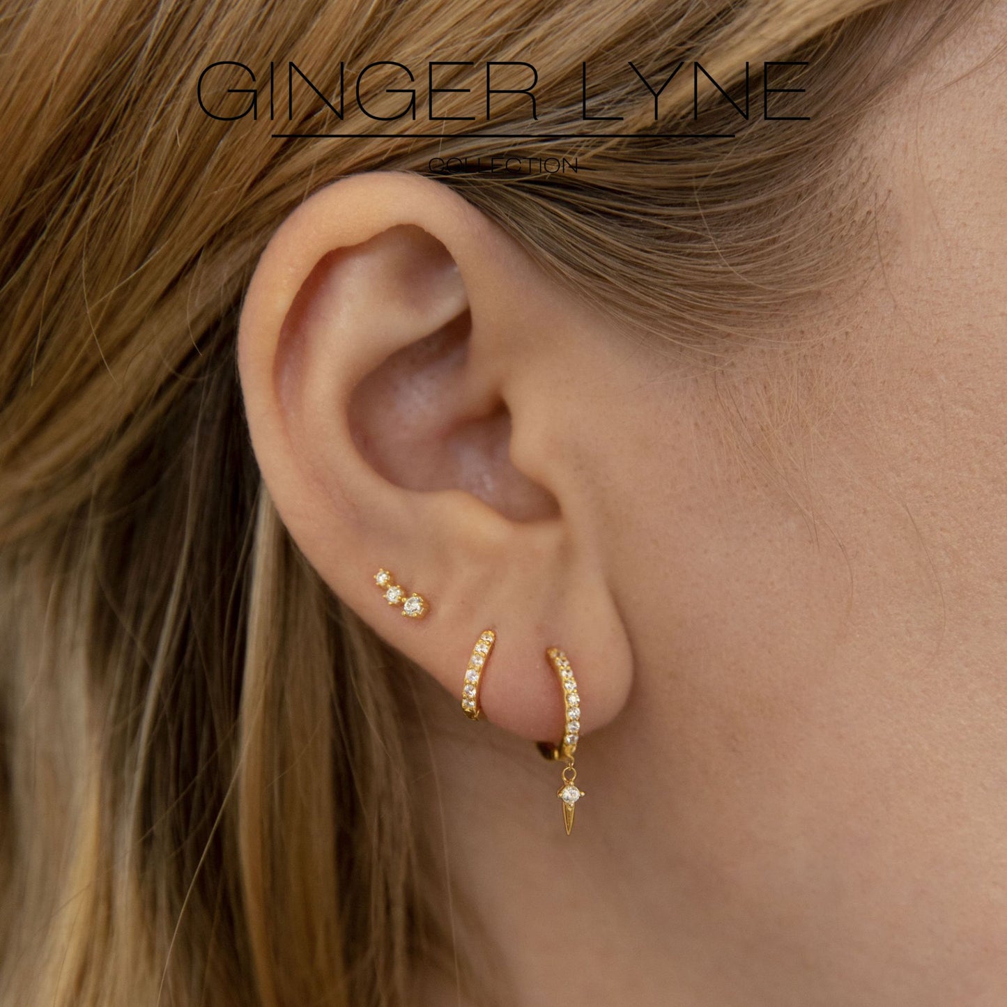 GraduatedCZFlatBackEarringsforWomenSterlingSilverCartilageHelixUpperLobeBodyPiercingStudsGingerLyne_Gold-6