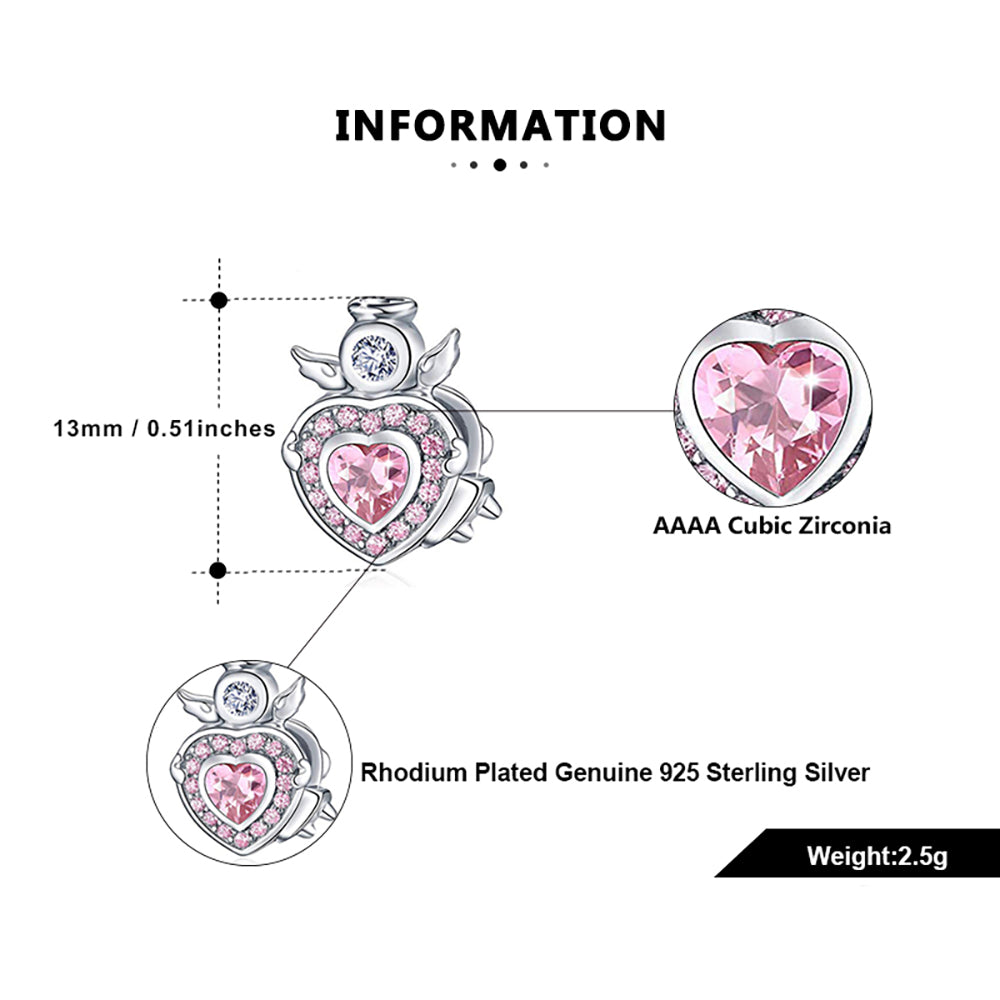 AngelHeartCharmEuropeanBeadSterlingSilverPinkCZGingerLyneCollection_Pink-4