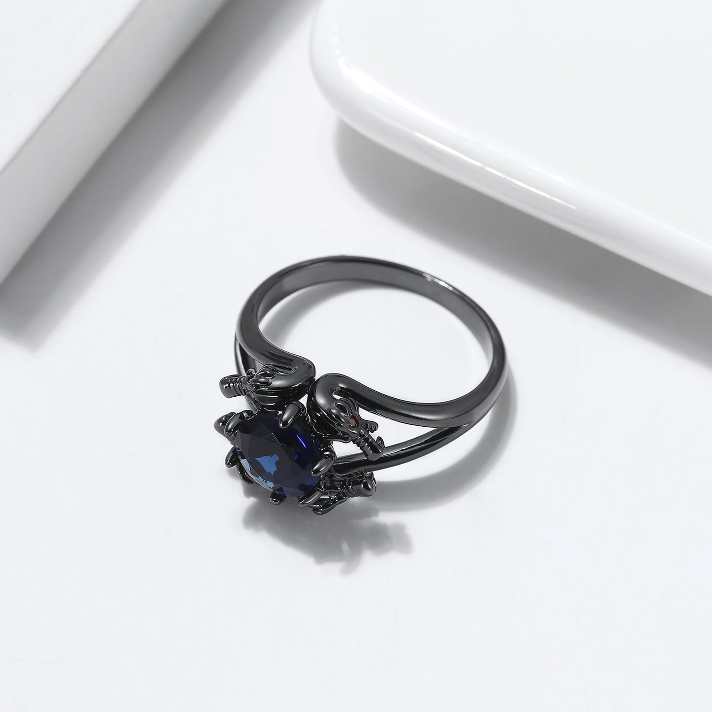 DragonRingforWomenSolitaireCzBlackGothicEngagementRingGingerLyneCollection_Blue-4