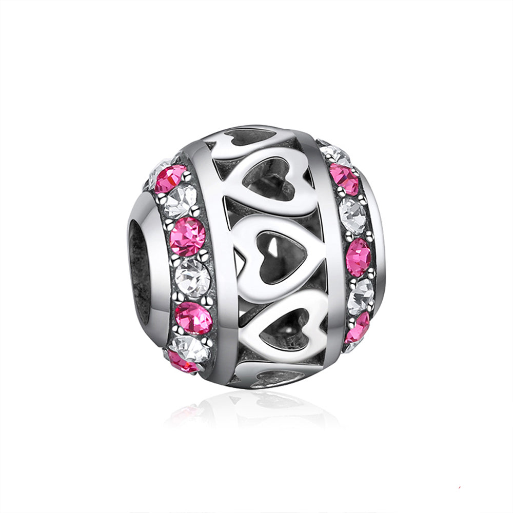 HeartCharmEuropeanBeadSterlingSilverPinkCZGingerLyneCollection_Pink-1