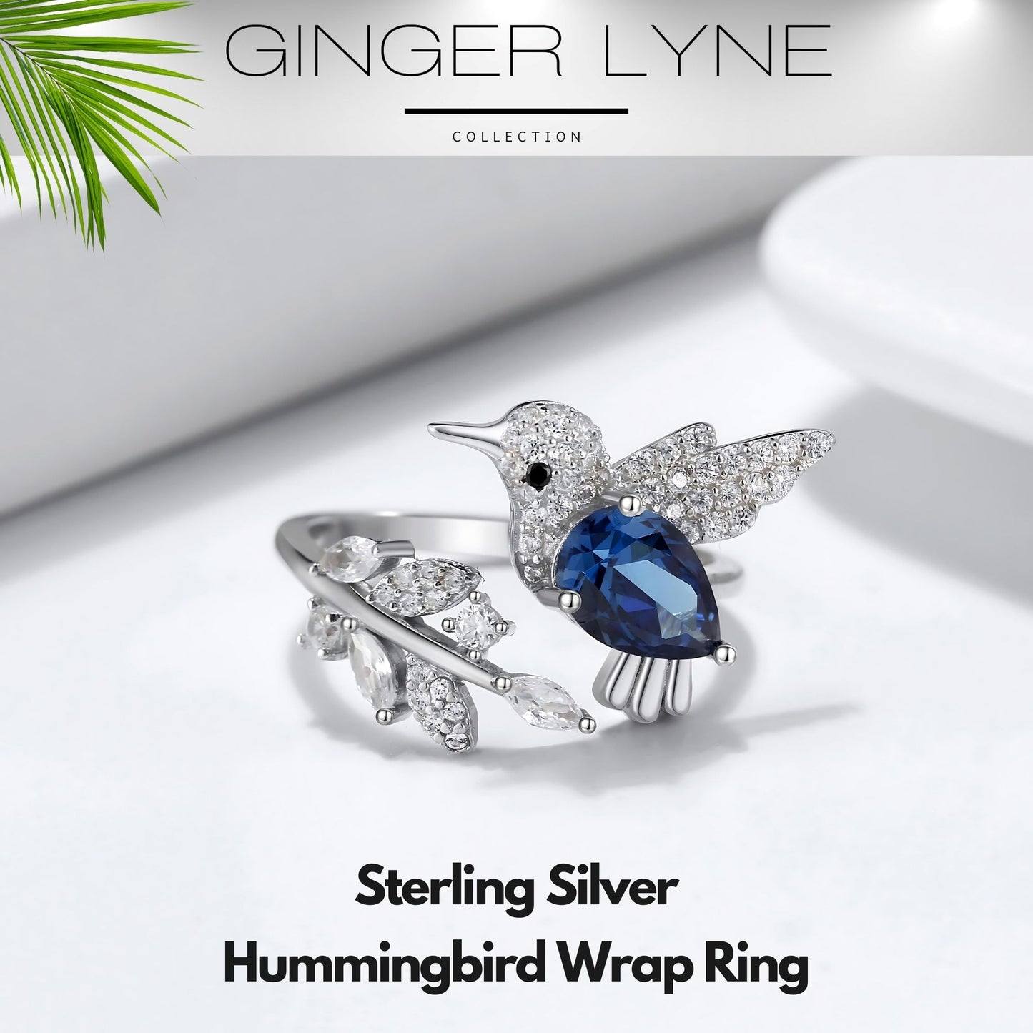 HummingbirdStatementRingBirdBlueCzWomensGingerLyneCollection_Blue-2