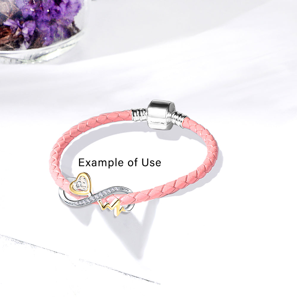 InfinityHeartbeatCharmEuropeanBeadSterlingSilverClearCZGingerLyneCollection_Rose-5