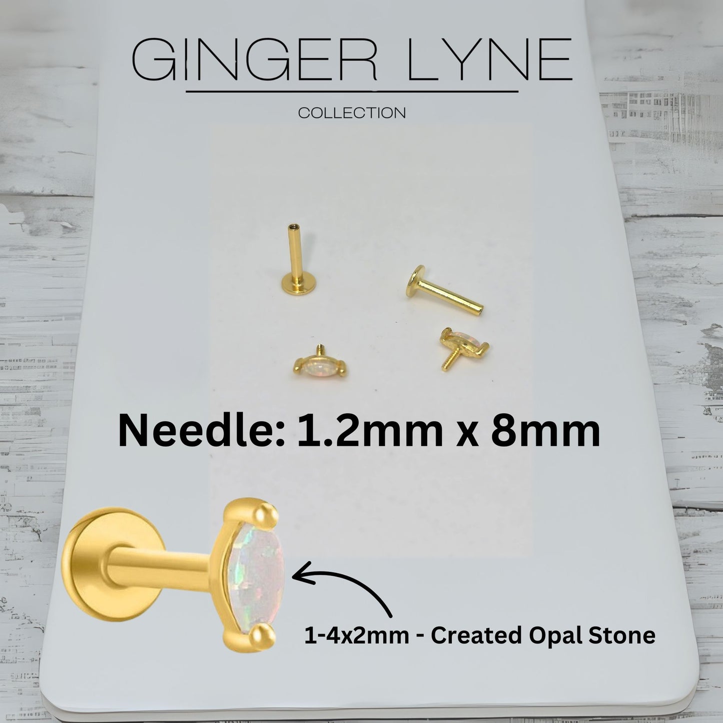 CreatedOpalFlatBackEarringsforCartilageHelixTragusLobe16gGoldoverSterlingSilverStudsSetbyGingerLyne_White-2
