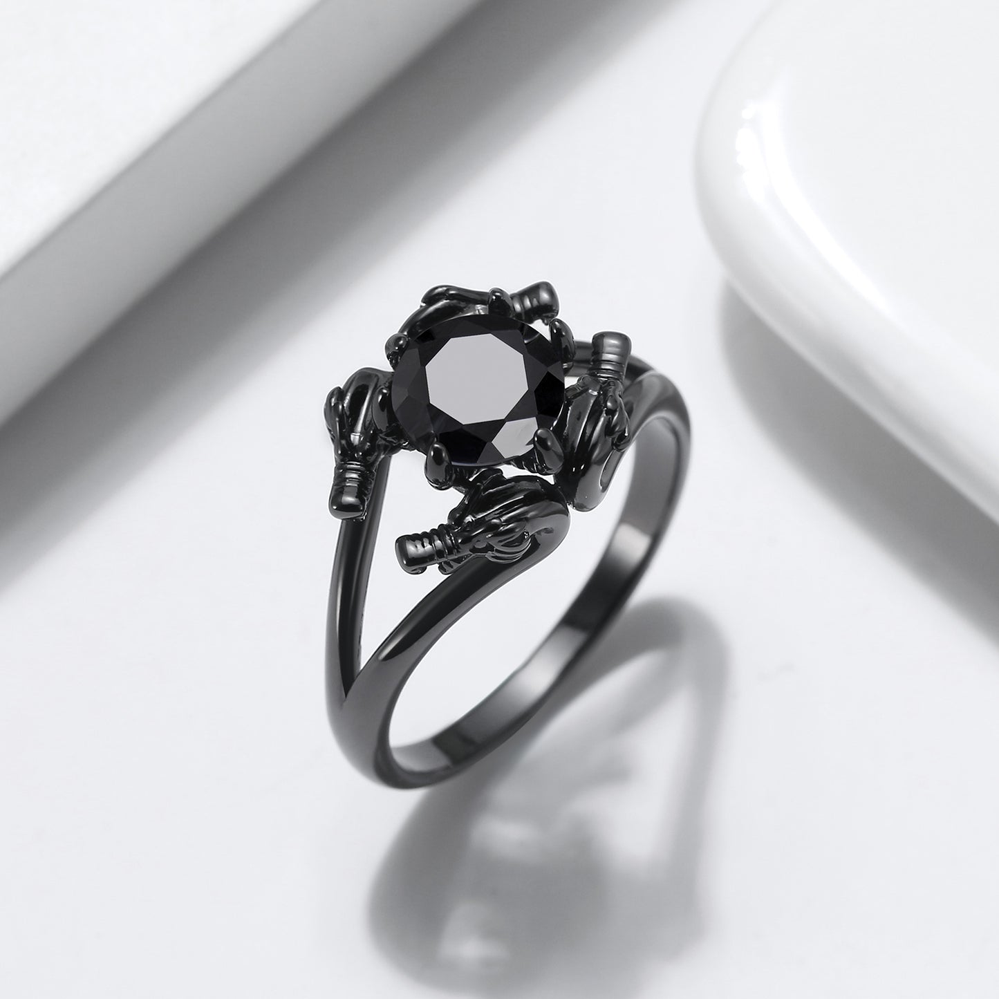 DragonRingforWomenSolitaireCzBlackGothicEngagementRingGingerLyneCollection_Black-3