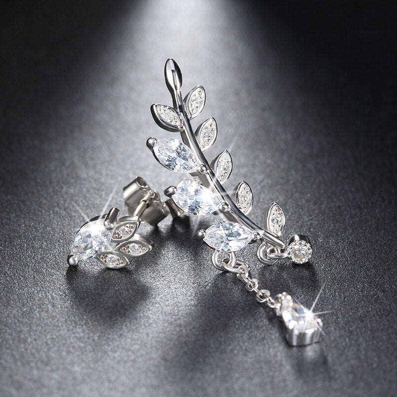 LeafCurvedDangleStudEarringsforWomenClearCubicZirconiaGingerLyneCollection_Clear-2