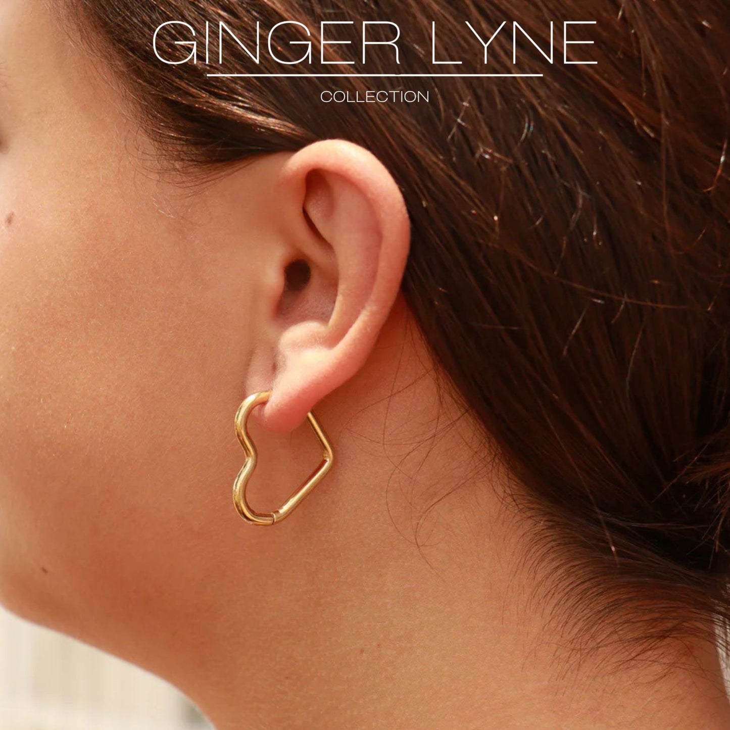 Heart Hoop Earrings for Women by Ginger Lyne Gold Stainless Steel Lightweight Classic Everyday Style