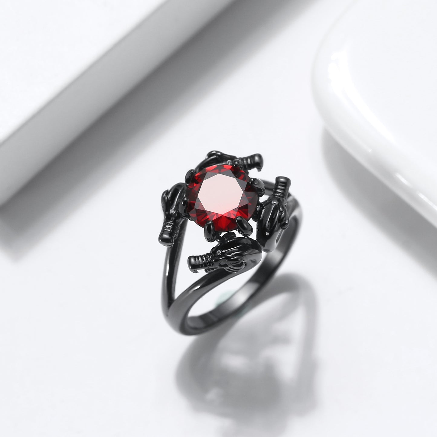 DragonRingforWomenSolitaireCzBlackGothicEngagementRingGingerLyneCollection_Red-3