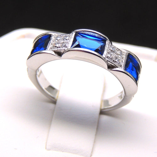 RaynaAnniversaryBandRingBlueCzSterlingSilverWomensGingerLyneCollectionSize6_Blue-2
