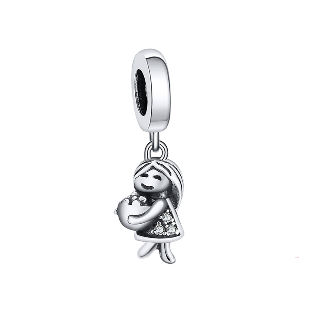 LittleGirlCharmforWomenBraceletOxidizedCubicZirconiaSterlingSilverGingerLyneCollection_Silver-1