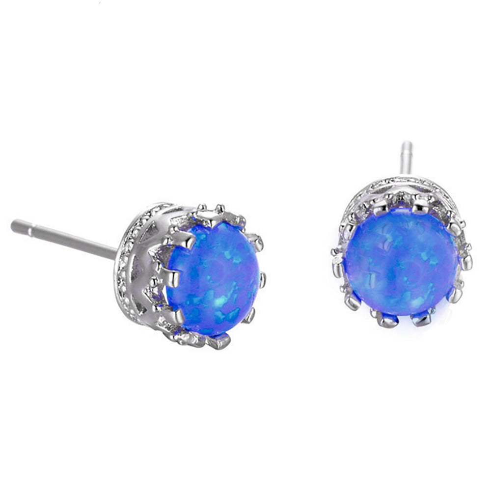 CrownStudEarringsforWomenSterlingSilverBlueFireOpalGingerLyneCollection_Blue-1