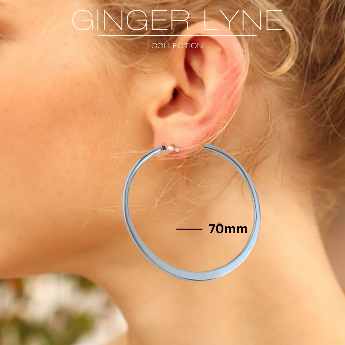 Large Plain Hoop Earrings for Women Silver Tone Stainless Steel Ginger Lyne Collection