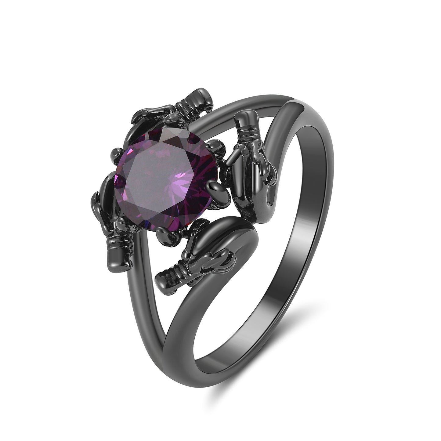 DragonRingforWomenSolitaireCzBlackGothicEngagementRingGingerLyneCollection_Purple-2