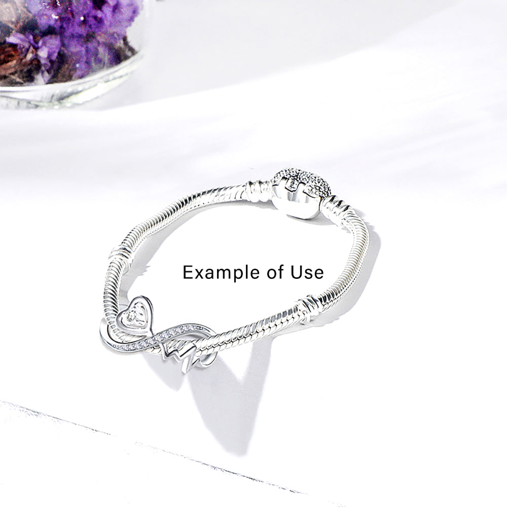 InfinityHeartbeatCharmEuropeanBeadSterlingSilverClearCZGingerLyneCollection_Rose-2