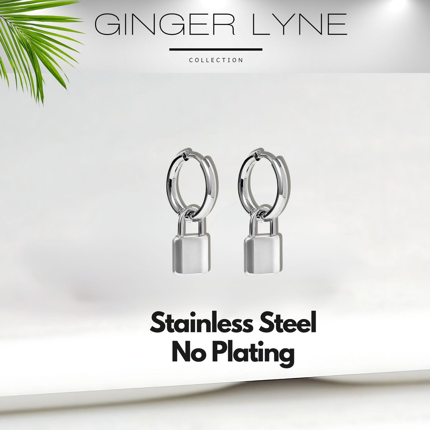PadlockDangleHoopEarringsforWomenGoldorSilverStainlessSteelGingerLyneCollection_Gold-5