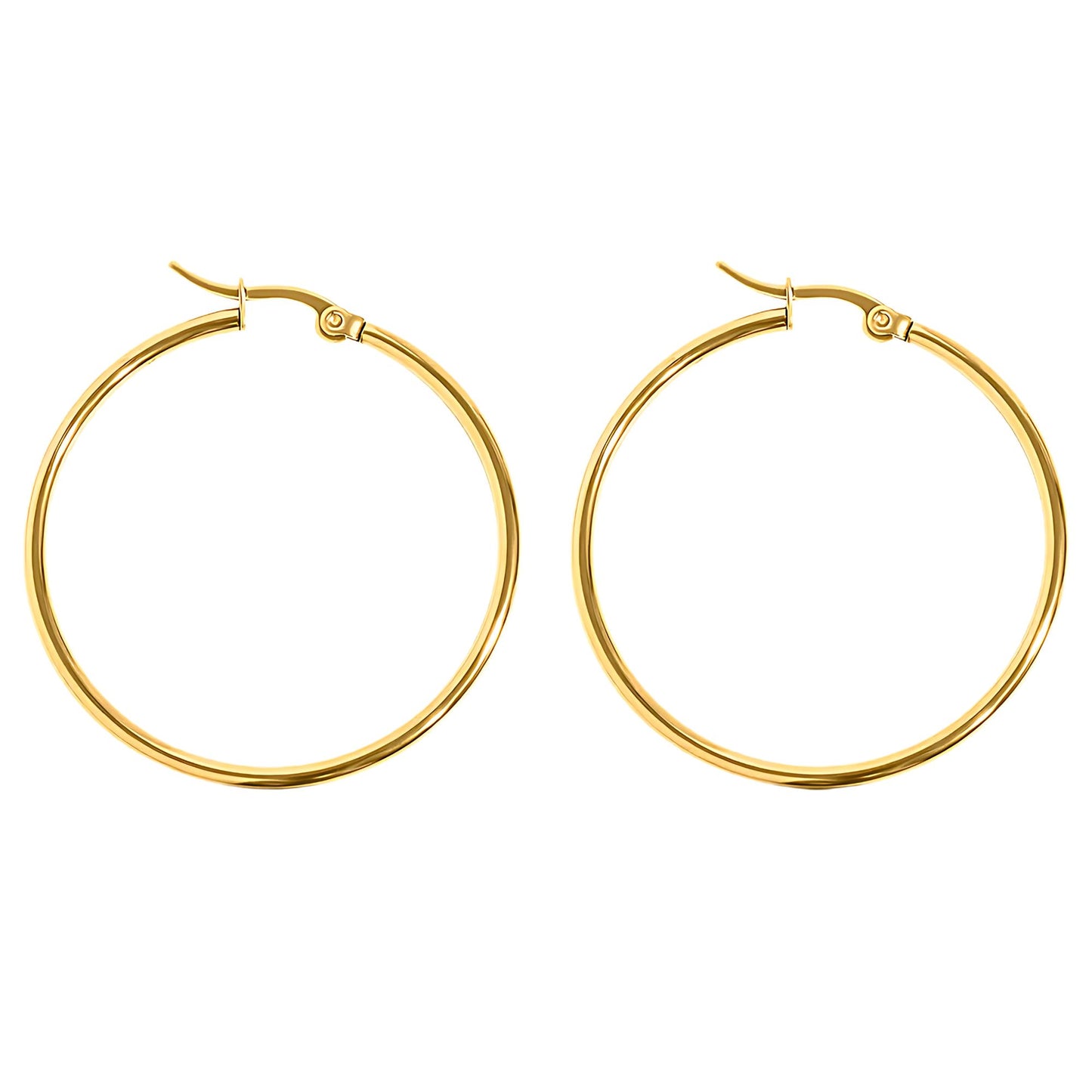 PlainLargeHoopEarringsforWomenGoldStainlessSteelGingerLyneCollection_Gold-1