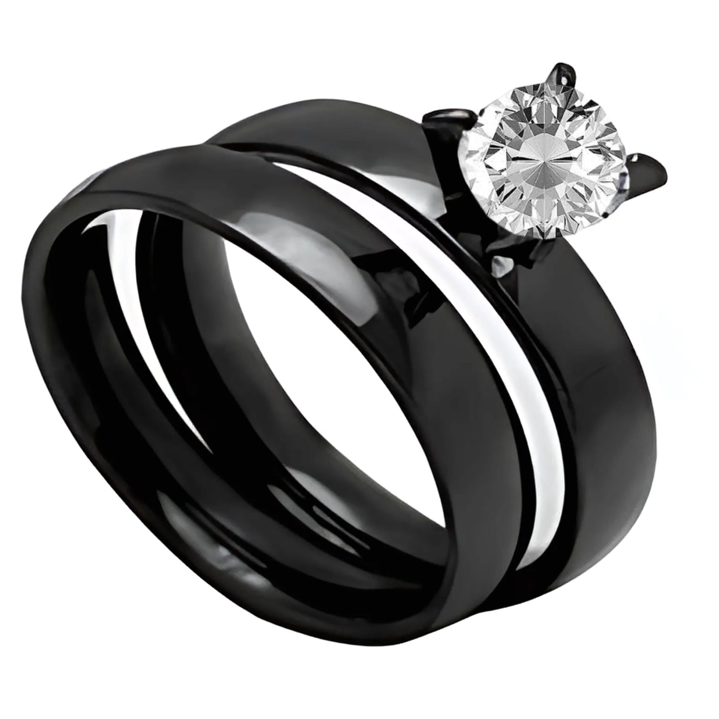 4mmWeddingRingSetforWomenEngagementRingStainlessSteelBandGingerLyneCollection_Black-1