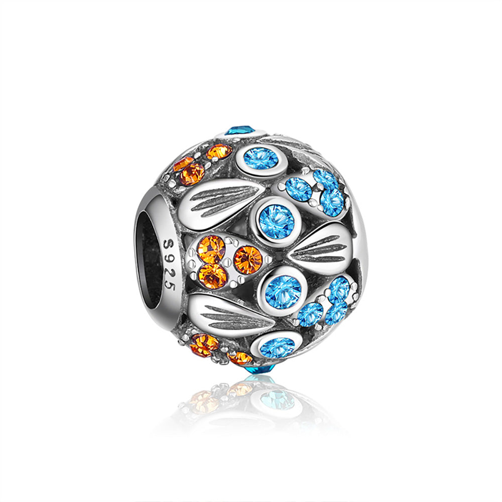 AngelCharmEuropeanBeadSterlingSilverBlueOrangeCZGingerLyneCollection_Blue-1