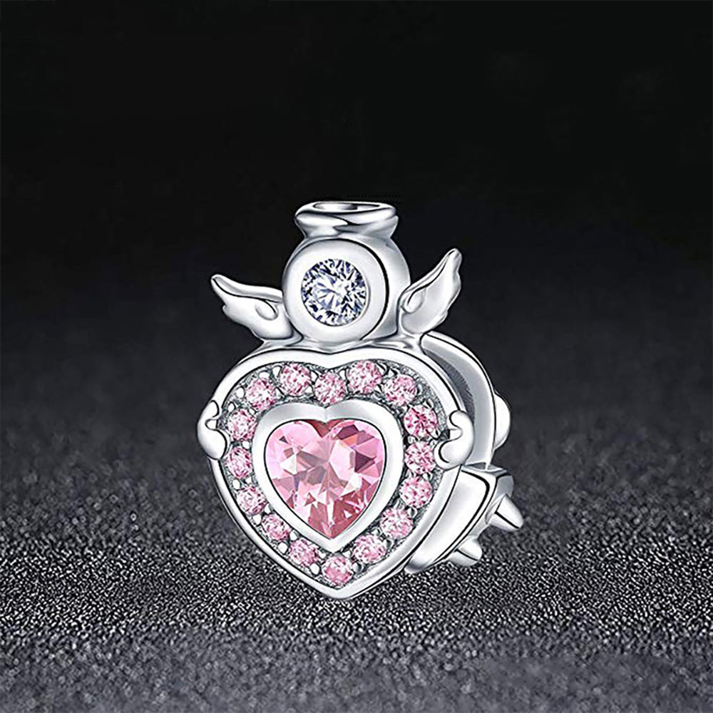 AngelHeartCharmEuropeanBeadSterlingSilverPinkCZGingerLyneCollection_Pink-2