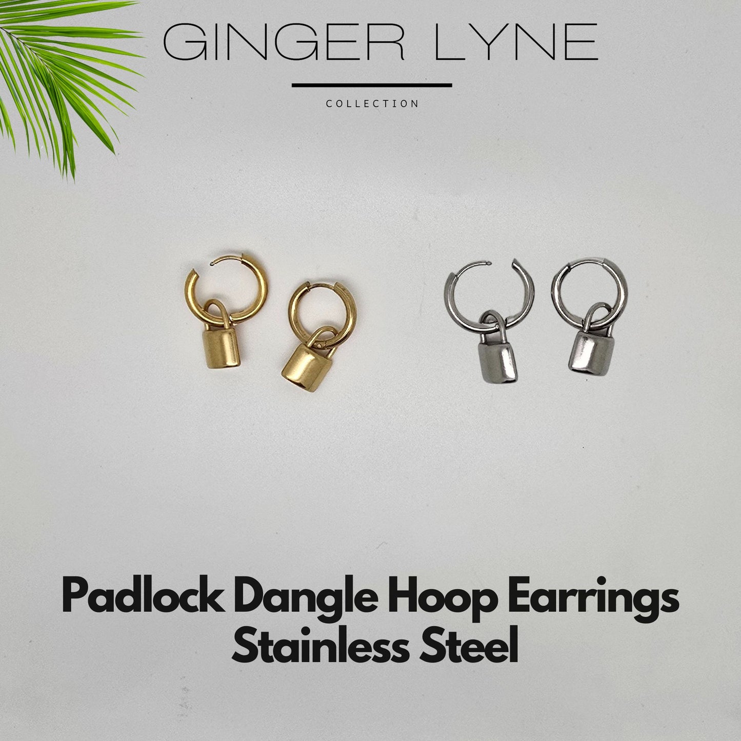 PadlockDangleHoopEarringsforWomenGoldorSilverStainlessSteelGingerLyneCollection_Gold-3