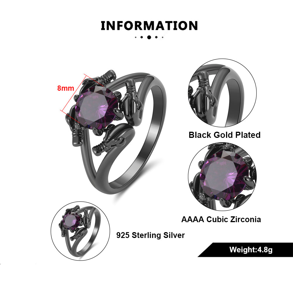 DragonRingforWomenSolitaireCzBlackGothicEngagementRingGingerLyneCollection_Purple-6