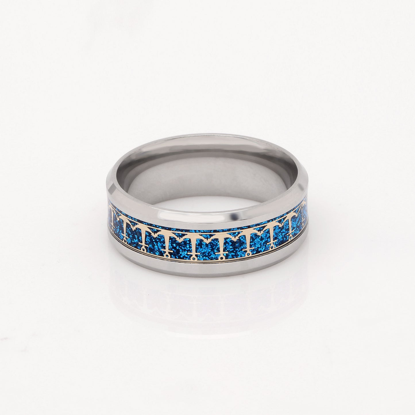 AnchorsWeddingBandRingWomenMenStainlessSteelBlueGingerLyneCollection_Silver-4