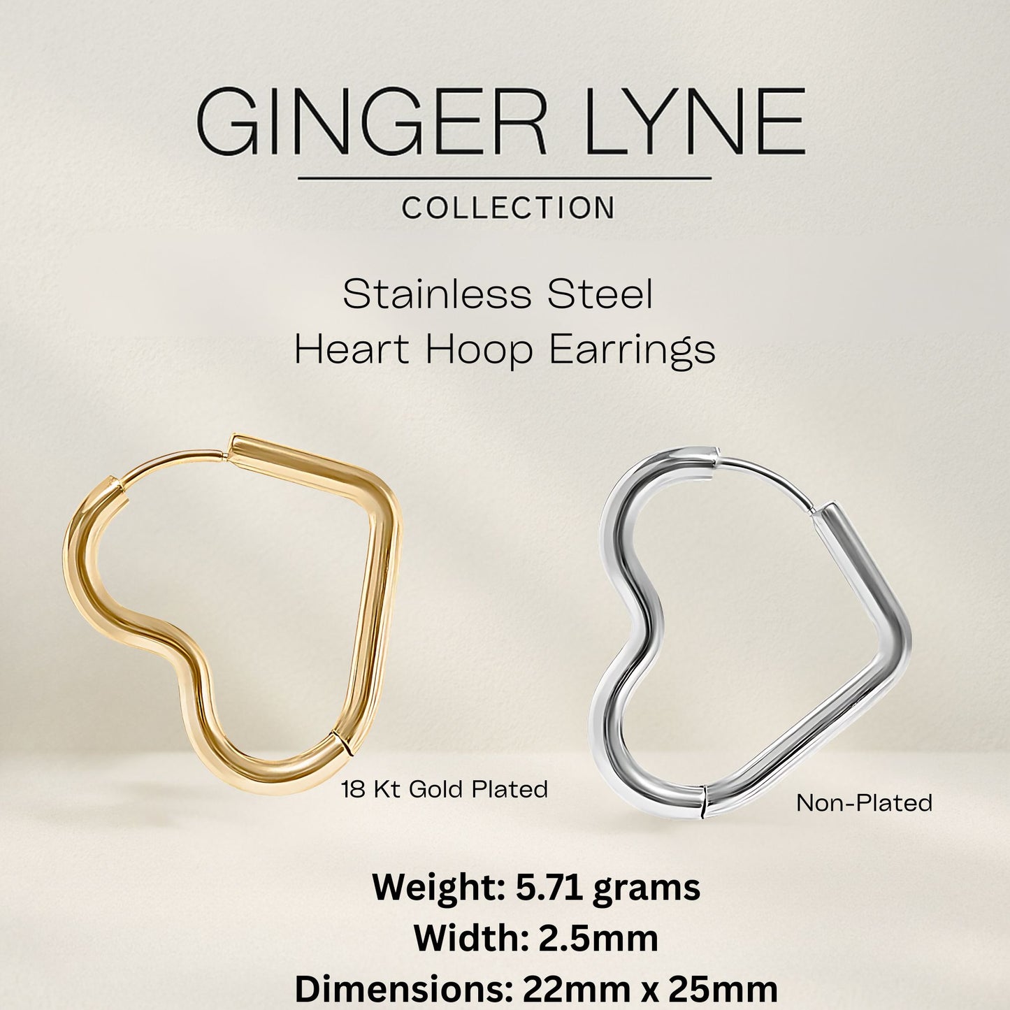 HeartHoopEarringsforWomenbyGingerLyneGoldStainlessSteelLightweightClassicEverydayStyle_Silver-5