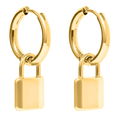 PadlockDangleHoopEarringsforWomenGoldorSilverStainlessSteelGingerLyneCollection_Gold-1